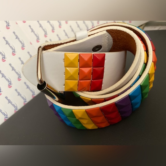 COPY - Studded belt rainbow white - Picture 3 of 5